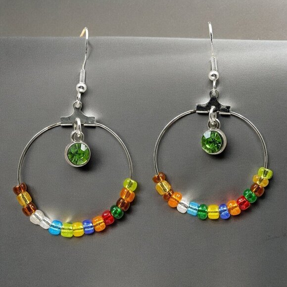 Multi Color Hoop Earrings Handmade - Picture 1 of 4